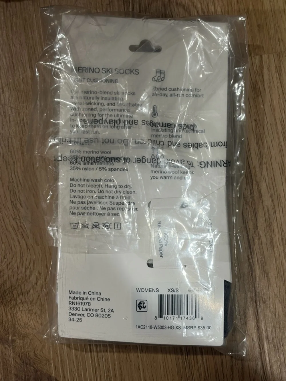 Halfdays Ski Merino Wool Knee-High Ski Performance Socks Gray size 6-8 US